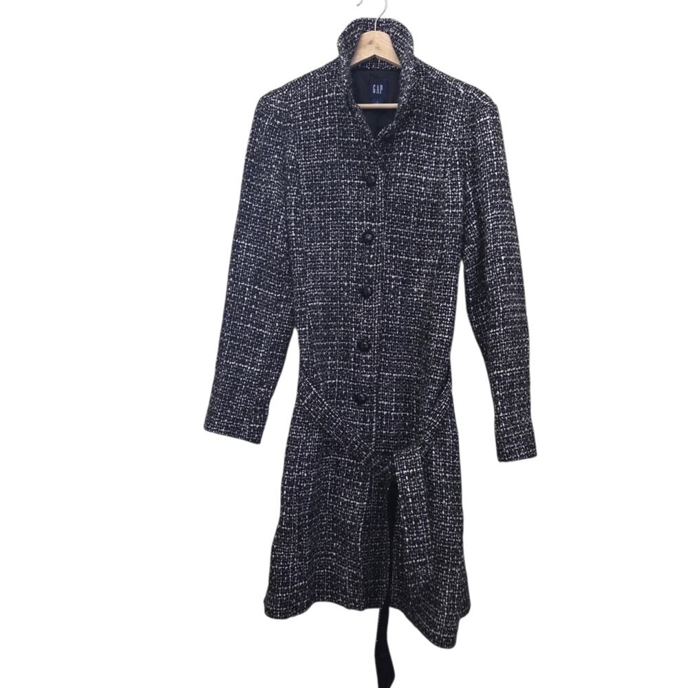 GAP | Wool Blend Knit Longer Length Trenchcoat Peacoat Waist Sash Pockets